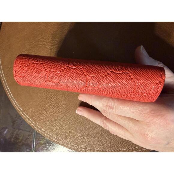 Badgley Mischka Red Textured Wallet with Gold Accent Logo - Picture 3 of 7